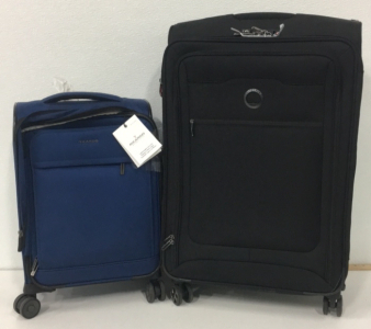 (1) Delsey Paris Lockable 32” x 19” x 10” Luggage Bag With Wheels (1) Ricardo Beverly Hills 24” x 14” x 6” Lightweight Carry On Bag With Wheels