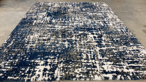 7’10” x 10’ Blue/Gray/White Shag Area Rug