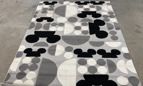 5’3” x 7’ Black/White/Gray Mickey Mouse Area Rug