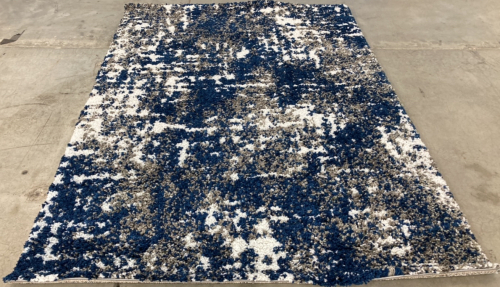 5&rsquo;3&rdquo; x 7&rsquo;5&rdquo; Blue/Gray/White Shag Area Rug