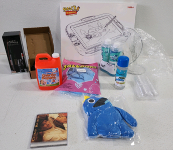 Clint Black CD, Ballons, Bubbles, Castor Wheels, Wine Decanter, Drawing Board, Plush Toy, Jetshine And More