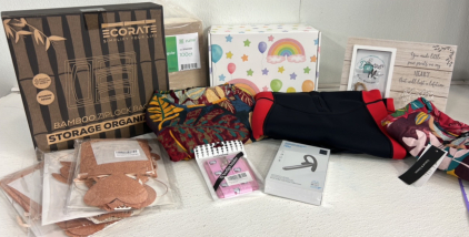 Get Well Soon Gift Box, Kids Wet Suit, (2) Women’s L Dresses, Dog Picture Frame and More!