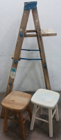 Wooden Step Ladder And (2) Stools