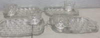 (4) Glass “Snack Plates” with Matching Glass Cups