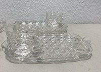 (4) Glass “Snack Plates” with Matching Glass Cups - 5