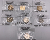 (1) 2001-D Sacagawea Dollar -60, (1) 2014-D Sacagawea Dollar-60, (1) 2017-D Sacagawea Dollar-60, (1) 1979-D Susan B Anthony Dollar-60, (1) National Park 25C Free Quarter Uncirculated-60, (1) 2004-D Jefferson 5C Keelboat Nickel Uncirculated-60, (1) 2012-P