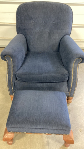 Blue Armchair w/ Matching Ottoman
