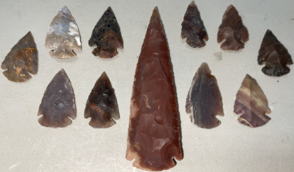 (1) 4.75” Long Spearpoint, (1) Arrowheads 1.5” - 2” Long (Handmade)