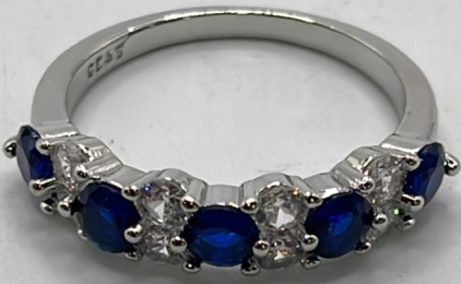 (1) Blue Sapphire Silver .925 Ladies Ring Size 9