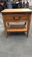 (1) Small Wooden Table w/Drawer (1) Wooden Square Table - 2