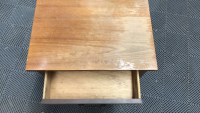 (1) Small Wooden Table w/Drawer (1) Wooden Square Table - 3