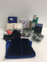 Blue Velvet Pants, Artifical Grapes, Make- Up Bag, (2) Calming Diffusers, Oil Brush Bottles, Crystal And More