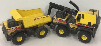 (1) Tonka Mighty Dump Truck Toy (1) Tonka Mighty Crane Truck Toy