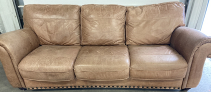 Tan 3-Seat Leather Couch