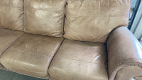 Tan 3-Seat Leather Couch - 3