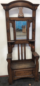 Entryway Chair w/ Mirror and Coat Racks