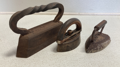 (3) Vintage Cast Iron Press Irons