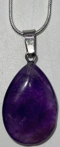 (1) Brazilian Amethyst Teardrop Gemstone Silver .925 Necklace