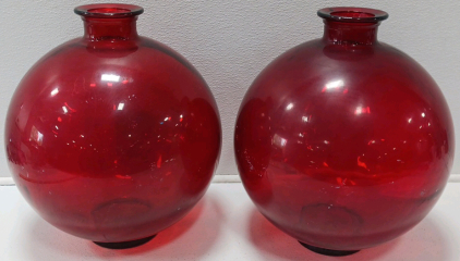 (2) Large Red Vases