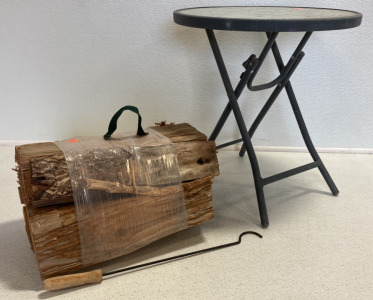 Small Patio Table and Firewood Bundle