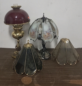 Tabletop Touch Lamp, Antique Lamp with (2) Spare Lamp Shades