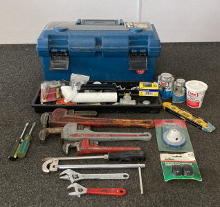 Rubbermaid Toolbox With Plumbing Tools And Supplies