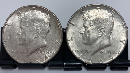 (2) 1964 90% Silver Kennedy Half Dollars— Verified Authentic