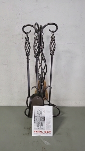 Appears New Pewter Finish Fire Place Tool Set