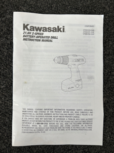 Kawasaki 21.6v 2-Speed Battery Operated Drill with Case- Powers On