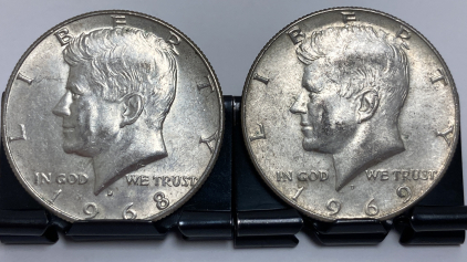 1968-69 90% Silver Kennedy Half Dollars— Verified Authentic