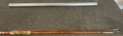 South Bend No.59 9’ Long Bamboo a Fishing Pole Complete With Extra Tip And Tube Please Inspect