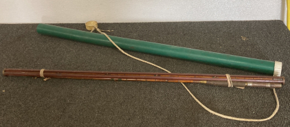 Bamboo Fishing Pole With Tube Grate Condition Complete No Reel Please Inspect