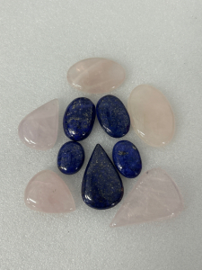 Rose Quartz and Lapis Lazuli Cabochon Gem Stones