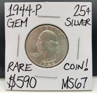 1944-P MS67 RARE Gem Silver Quarter