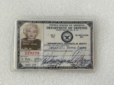 Marilyn Monroe 1954 USO ID Replica Card Please Inspect