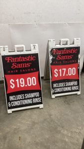 2 Sandwich Board Signs 45”X24” Please Inspect