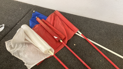 Flags 2 Red 1 Blue 1 White 95” Long Please Inspect