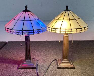 (2) Table Lamps With Lead Glass Look Shades