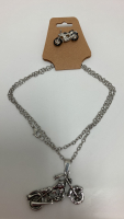 Motorcycle Necklace And Pin Set 22 Inch Chain