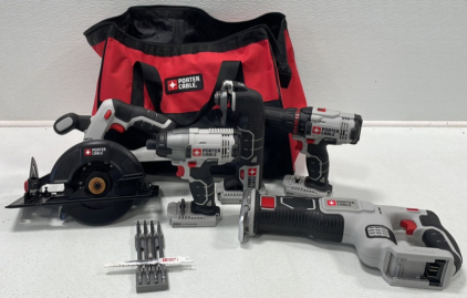 Porter Cabel Tool Set Including Power Drills, Ocalating Tool And More [sp7]