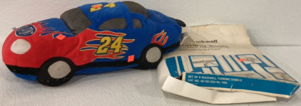 (1) Large Stuffed Blue &ldquo;24&rdquo; Race Car with Flames, (1) Set of 8 Rockwell Turning Chisels CAT.NO.46-130 (Old No. 130)