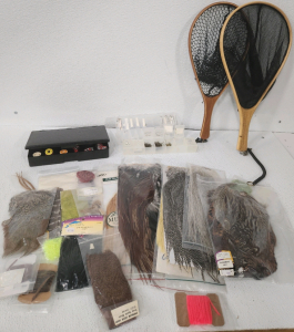 Suitcase Full Of Fishing Hooks, Nets, Large Fishing Feathers, Fishing Line And So Much More!! -Sp 5