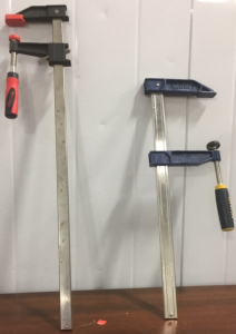 (1) Bessey Red Bar Clamp, (1) Irwin Bar Clamp