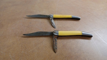 (2) Vintage Yellow-Handled Folding Knives