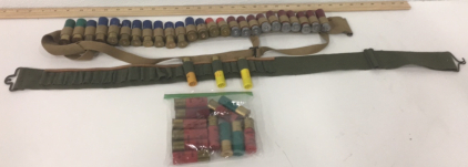(37) Various Types Of 12GA Shotgun Shells (2) Shotgun Shell Ammo Straps