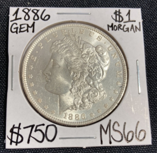 1886 MS66 Gem Morgan Silver Dollar