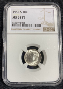 1952-S MS67FT NGC Full Torch Silver Dime