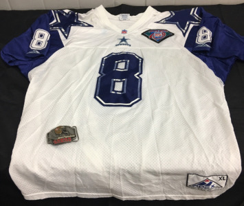 Aikman #8 NFL Cowboys Jersey and San Francisco 49ers belt buckle