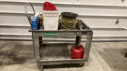 Rolling Shop Cart With Assortment Of Tools And Items