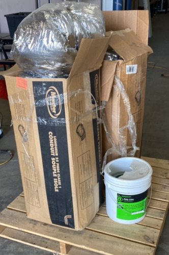 2 boxes of Insulated Flexible ducting and a bucket of poly line